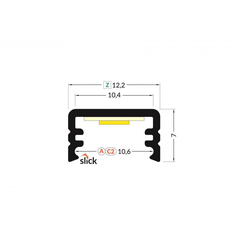 Profil Aluminium En Saillie M Avec Capot Translucide Pour Rubans Led