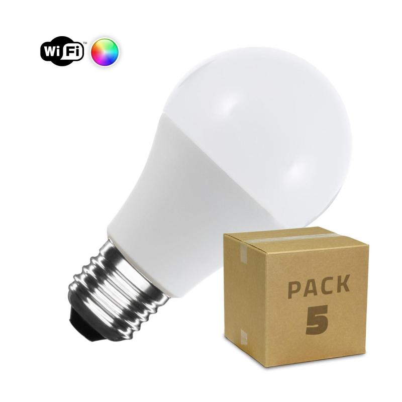 Product van Pack 5 st Slimme LED lampen  E27 6W 806 lm A60 WiFi RGBW Dimbaar