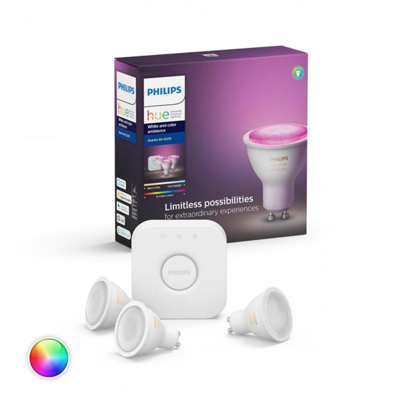 Prodotto da Starter Kit Lampadine LED GU10 Smart 3x4.3W 350 lm Hue White Color PHILIPS 