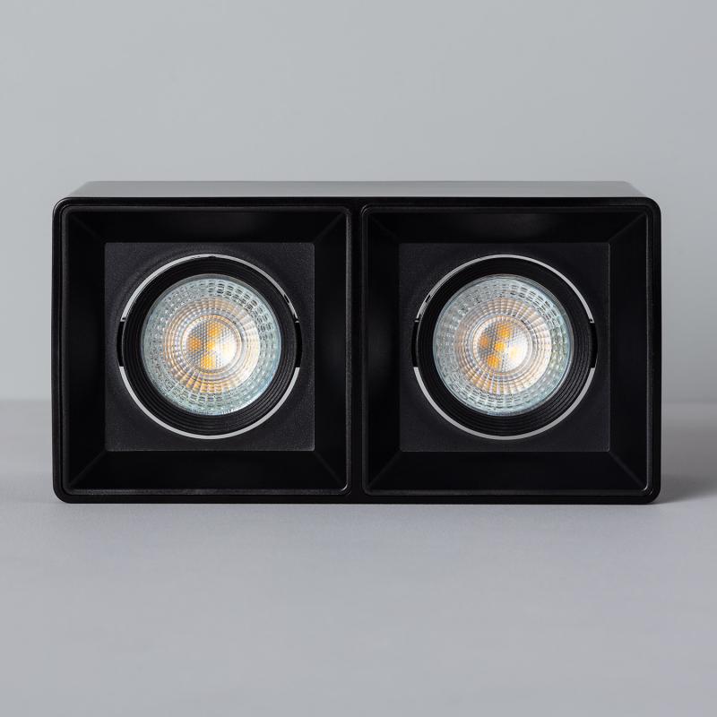 Product of Space Square Double Ceiling Spotlight with GU10 Bulb in Black 