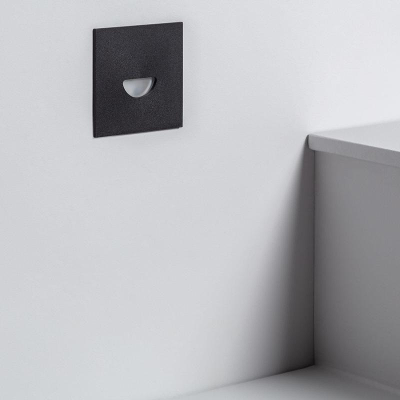 Product of 2W Guell Square Aluminium LED Wall Spotlight in Black IP65