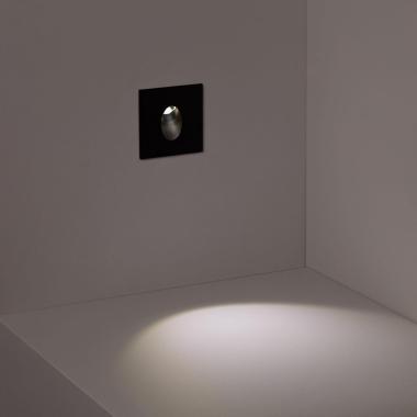 Produit de Balise LED 1W Encastrable au Mur Carrée Noire Adam 