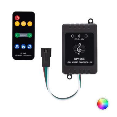 Produit de Contrôleur Variateur musical RGBIC Digital SPI 12V DC ruban LED avec télécommande IR 