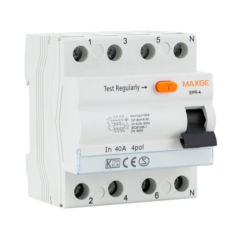 Produit de Interrupteur Différentiel Résidentiel 4P-300mA 40A-Class AC-6kA MAXGE 