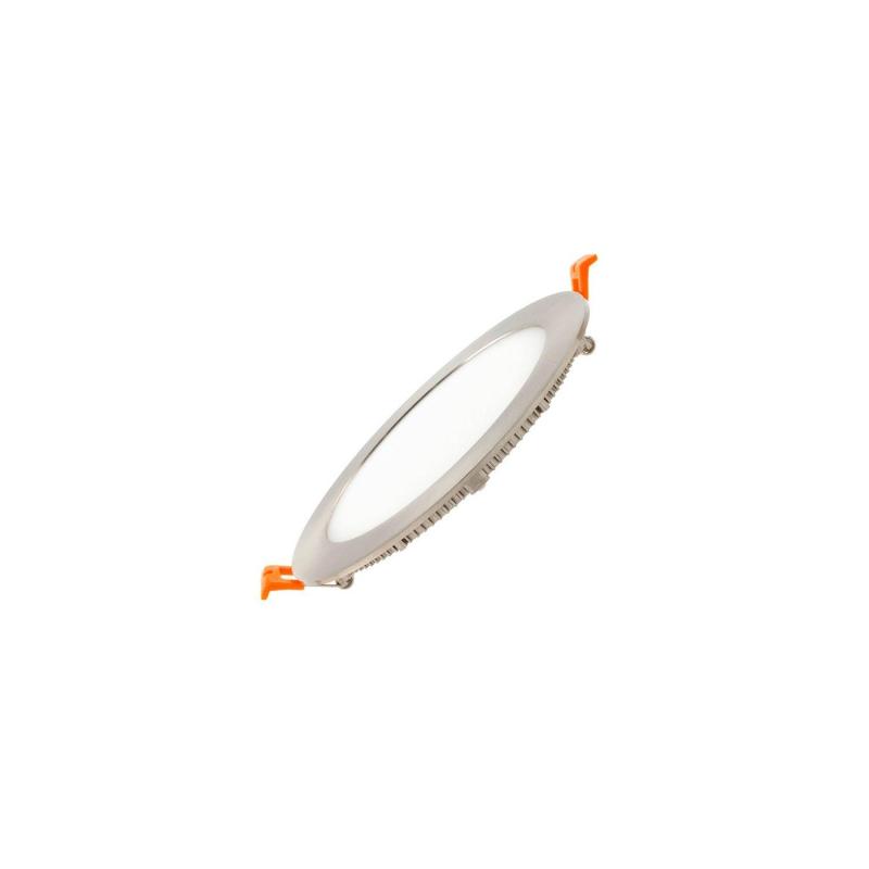 Produit de Dalle LED 12W Ronde Extra-Plate Cadre Coupe Ø 155 mm Argentée