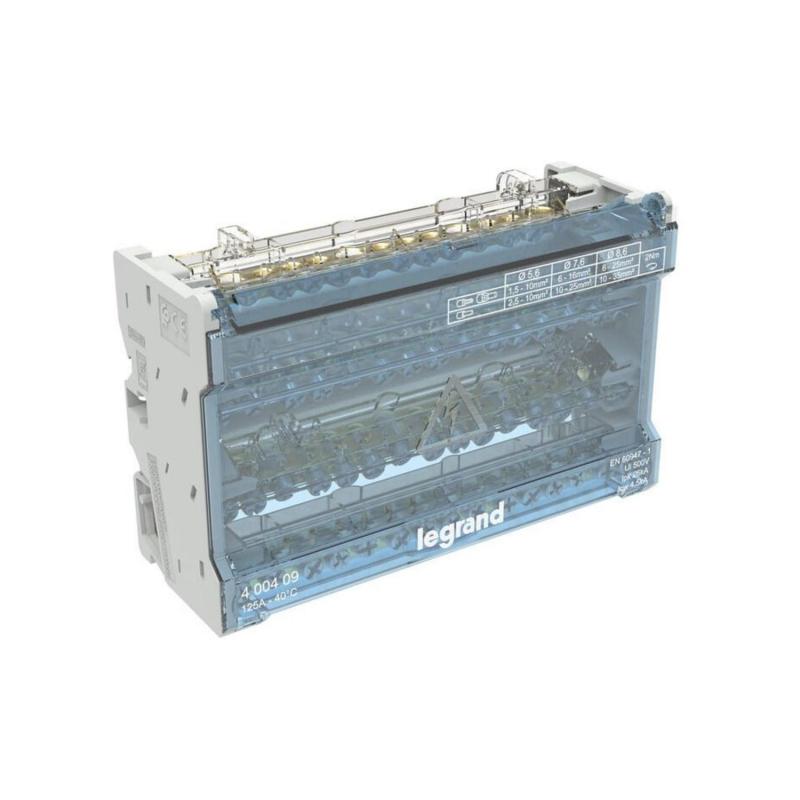 Produit de Répartiteur Modulaire Monobloc 4P 125 A 15 Connexions 8 Modules LEGRAND 400409