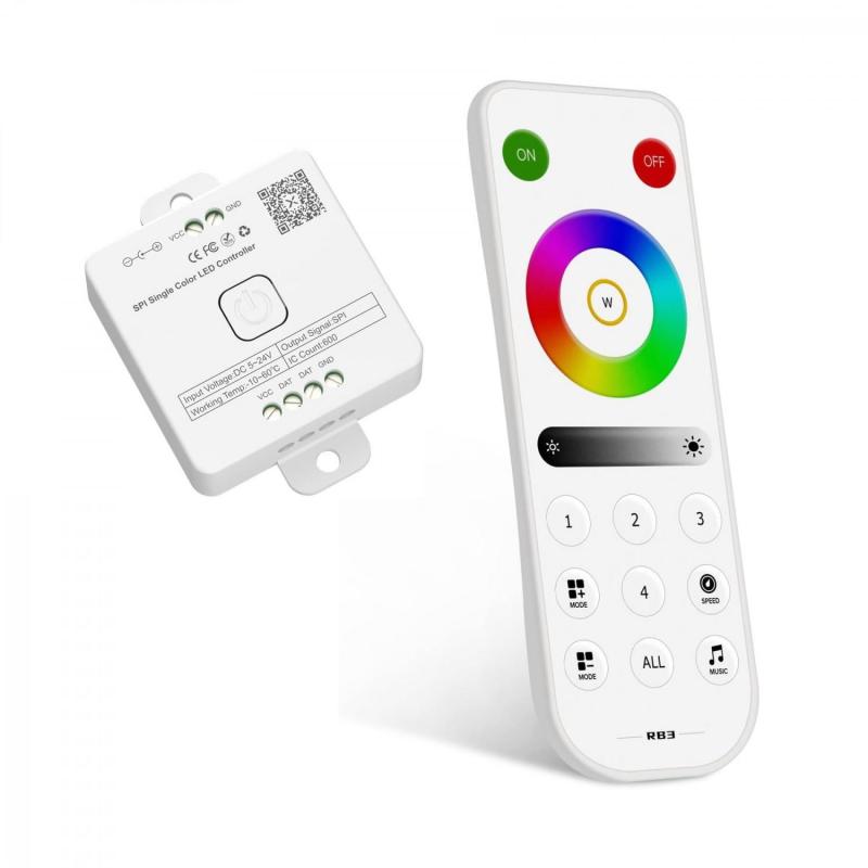 Produit de Contrôleur Variateur Ruban LED RGBWWIC Digital SPI 24V DC avec Télécommande