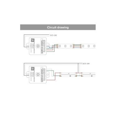 Product van Controller Dimmer LED Strip 12/24V DC 12 in 1 W/CCT/RGB/RGBW/RGBWW/IC Digital SPI   met Afstandsbediening  en Bluetooth