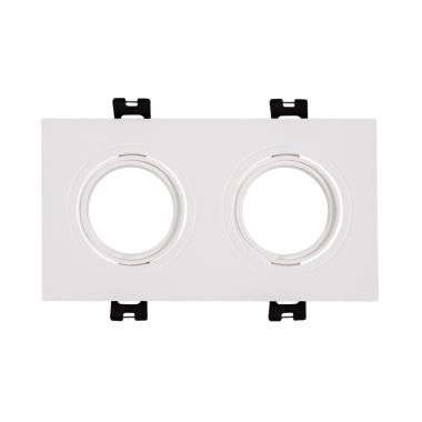 Product of Square Tilting Downlight Frame for two GU10 / GU5.3 LED Bulbs Cut 75x150 mm