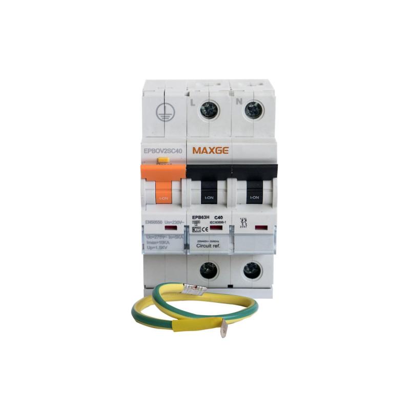 Produit de Protecteur Surtensions Permanents + Transitoires MAXGE 2P-Class II-15kA-1.5kV