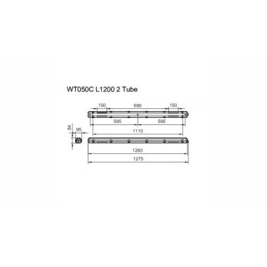 Product van Waterdicht Armatuur PHILIPS Ledinaire voor twee LED buizen 120cm IP65 WT050C