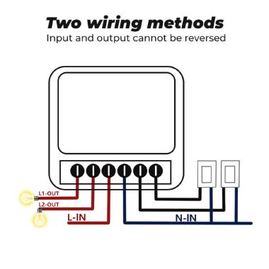 Product van Mini WiFi Schakelaar Compatibel met Conventionele Schakelaar 2 Kanalen 