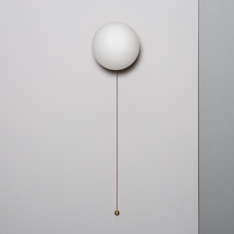 Product of Gold Orbit Wood and Glass Wall Light