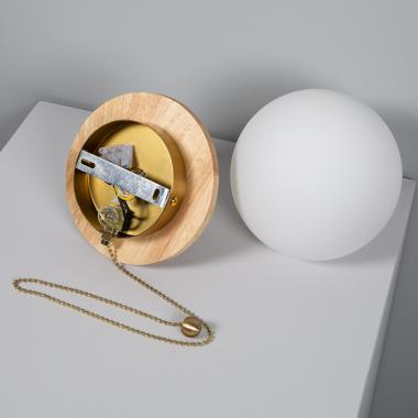 Product of Gold Orbit Wood and Glass Wall Light