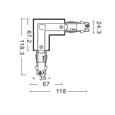 Produit de Connecteur 'Left Side' Type L pour Rail Triphasé DALI TRACK