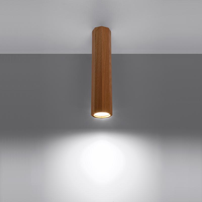 Product van Plafondlamp Zeke 30 Hout SOLLUX