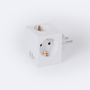 Product van Adapter Stekker Schuko F-type Drievoudige aansluiting 2 USB + 1 USB-C  