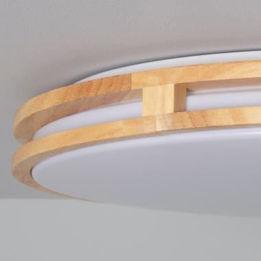 Produit de Plafonnier LED Rond Bois 20W CCT Sélectionnable Donati Ø405 mm 