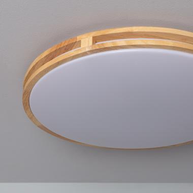 Produit de Plafonnier LED Rond Bois 20W CCT Sélectionnable Donati Ø405 mm 