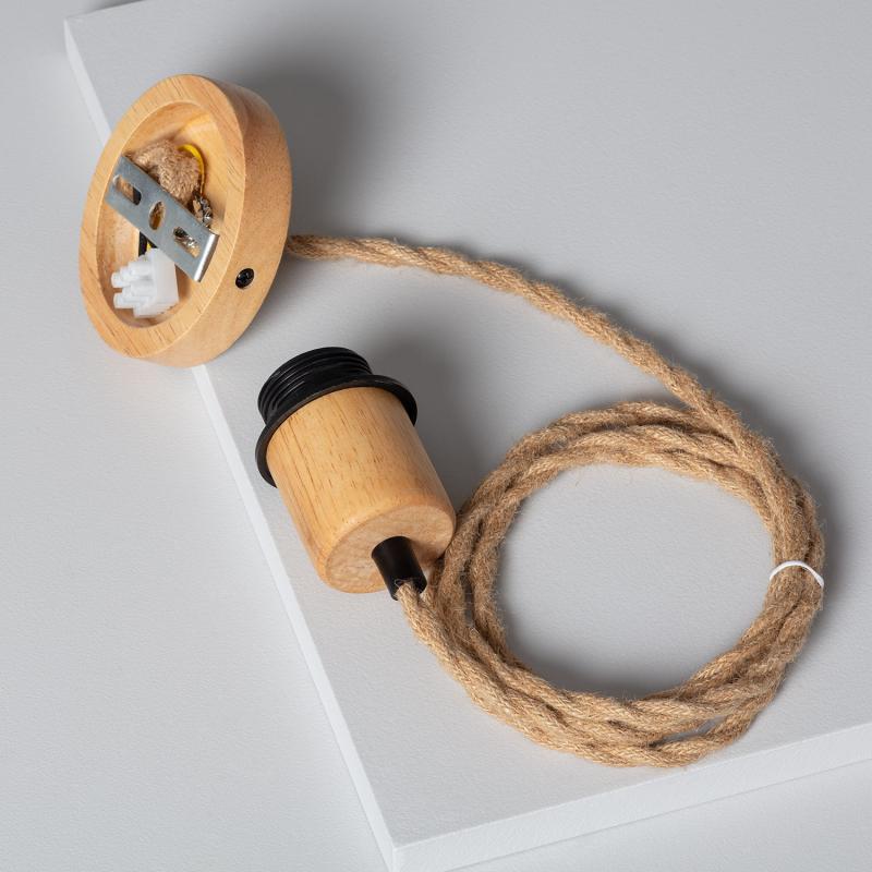 Product of Lamp Holder for Pendant Lamp with Natural Black Braided Textile Cable