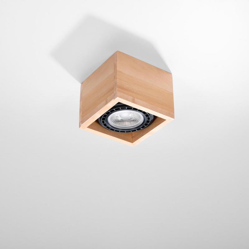 Product van Plafondlamp Quatro 1 Hout SOLLUX 