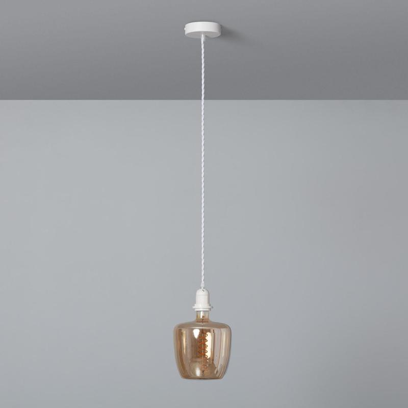 Product of White Lampholder Braided Textile Cable Pendant Lamp 