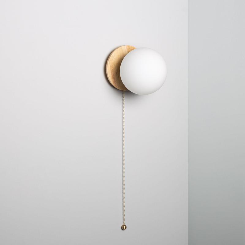 Product of Gold Orbit Wood and Glass Wall Light