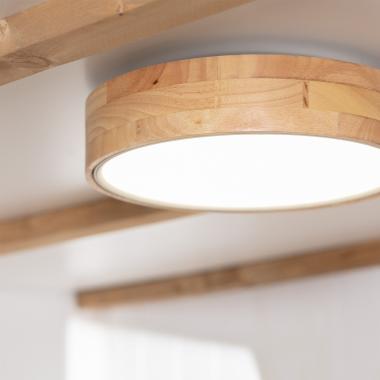 Produit de Plafonnier LED Rond Bois 15W CCT Sélectionnable Dari Ø370 mm