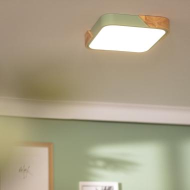 Produit de Plafonnier LED 18W Carré Bois 325x325 mm CCT Sélectionnable Semi-Dari 