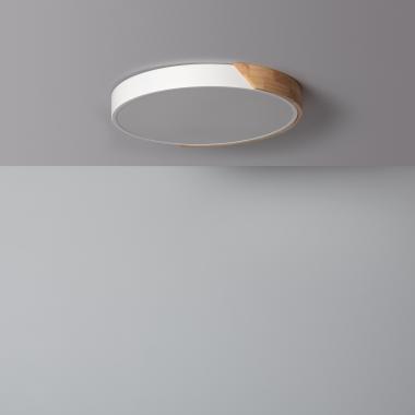 Product van Plafondlamp LED 24 W Rond Hout Ø418mm CCT Selecteerbaar Semi-Dari