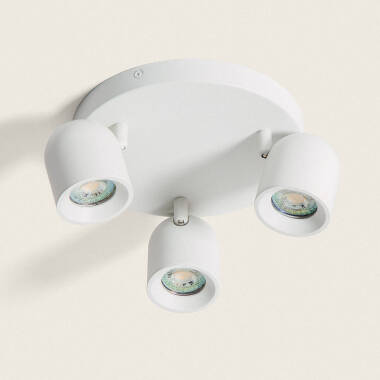 Lampada da Soffitto Circolare Orientabile Alluminio 3 Lampade Caleb