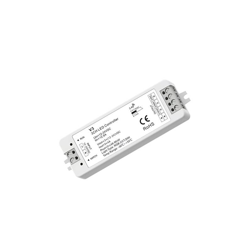 Produit de Contrôleur Variateur LED de dernière génération 12/24V DC pour Ruban LED Monochrome/CCT/RGB, compatible avec Télécommande RF