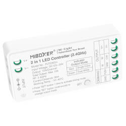 Product Přijímač Stmívač LED Pásku Jednobarevného/CCT 12/24V DC MiBoxer FUT035S+ Kompatibilní s Tlačítkovým Spínačem