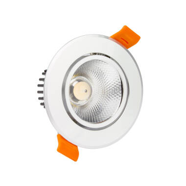 Downlight LED 12W COB Orientabile Circolare Argento Foro Ø 90mm No Flicker