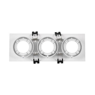 Product van Downlight Ring Vierkant Kantelbaar voor drie LED Lampen GU10 / GU5.3 Zaagmaat 75x235mm