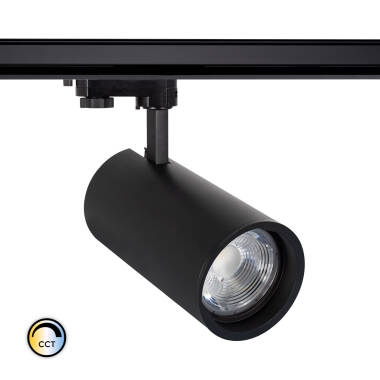 Spot LED New d'Angelo 30W Noir CCT CRI90 LIFUD pour Rail Triphasé (3 Allumages) avec Optique Variable