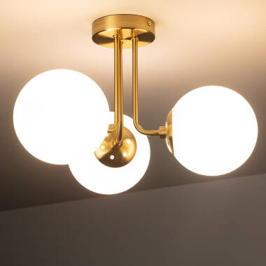 Product of Moonlight Brass Metal & Glass 3 Spotlight Ceiling Lamp