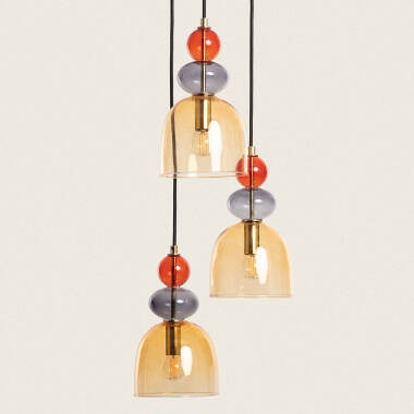 Product of Tri Baudelaire Metal and Glass Pendant Lamp 