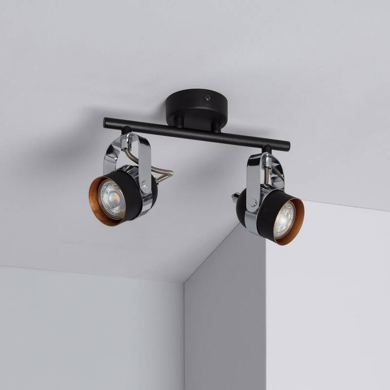 Prodotto da Lampada da Soffitto Orientabile in Alluminio 2 Faretti Sinner Nero