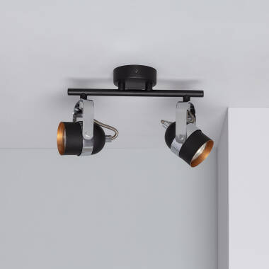 Prodotto da Lampada da Soffitto Orientabile in Alluminio 2 Faretti Sinner Nero