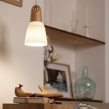 Product van Hanglamp Keramiek en Hout Retilles 