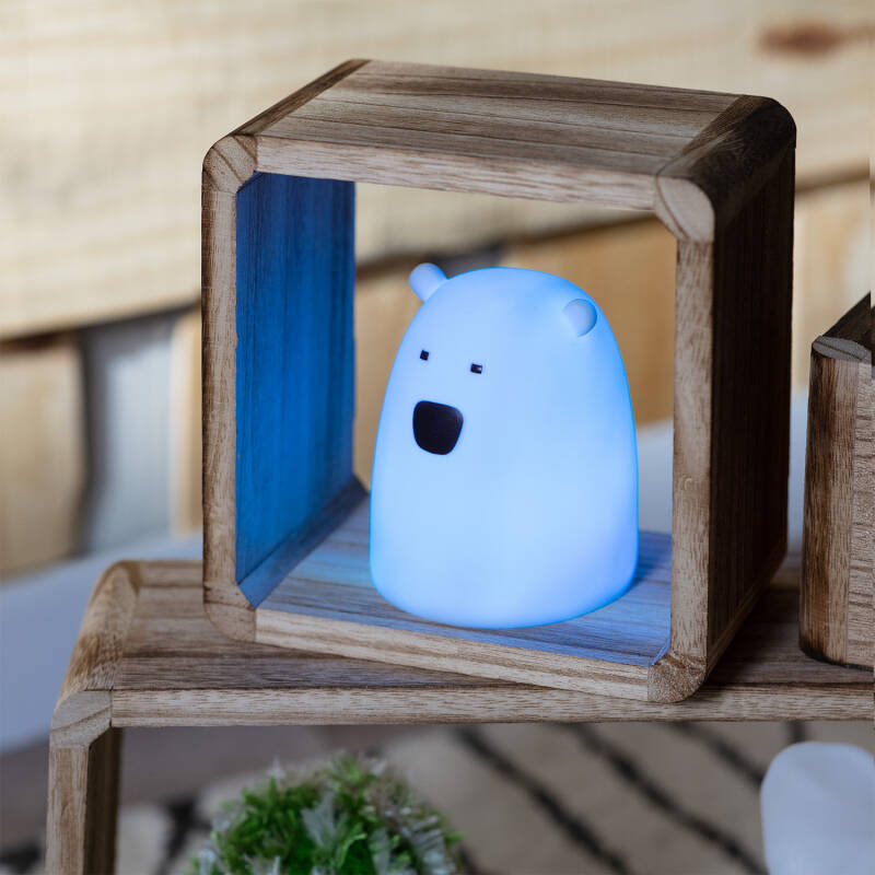 Product of Children's Bear Bedside Table Multicolor Battery LED Lamp 