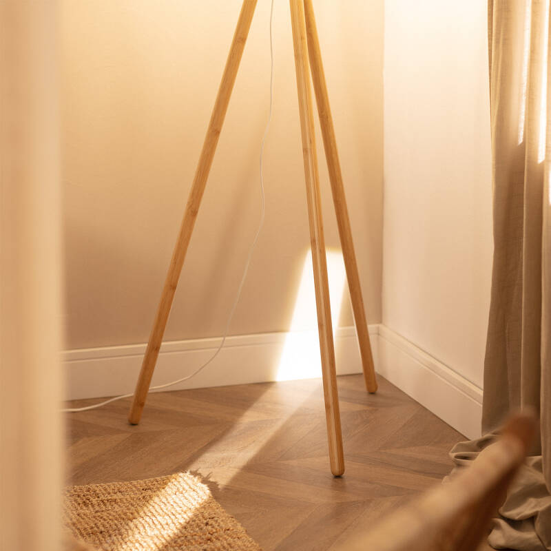 Produit de Lampadaire Bois et Tissu Wolby 