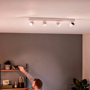 Product van Plafondlamp LED Dimbaar WarmGlow met 4 Spotlights LED 4x4.5W PHILIPS Star