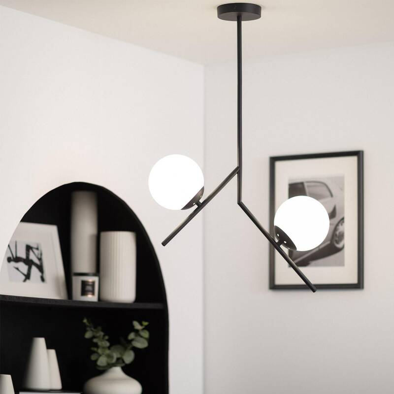 Product van Hanglamp  Metaal en Glas Balts