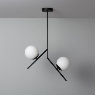 Product van Hanglamp  Metaal en Glas Balts