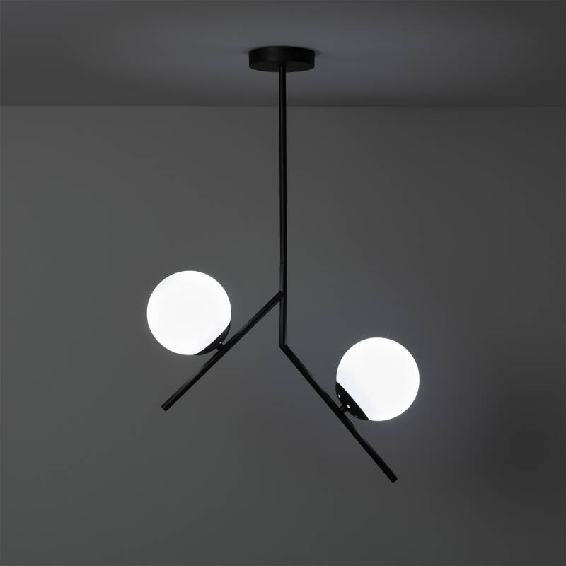 Product van Hanglamp  Metaal en Glas Balts