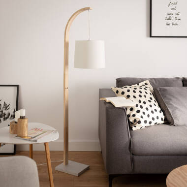 Product of Haakon Wood and Textile Floor Lamp