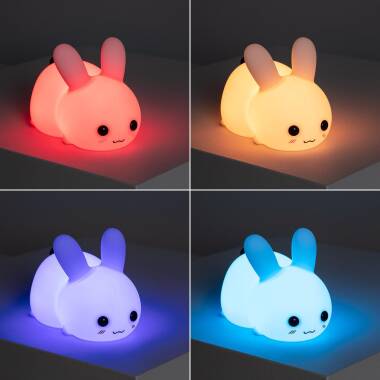 Produit de Veilleuse LED pour enfants en silicone RGB Lapin avec batterie 