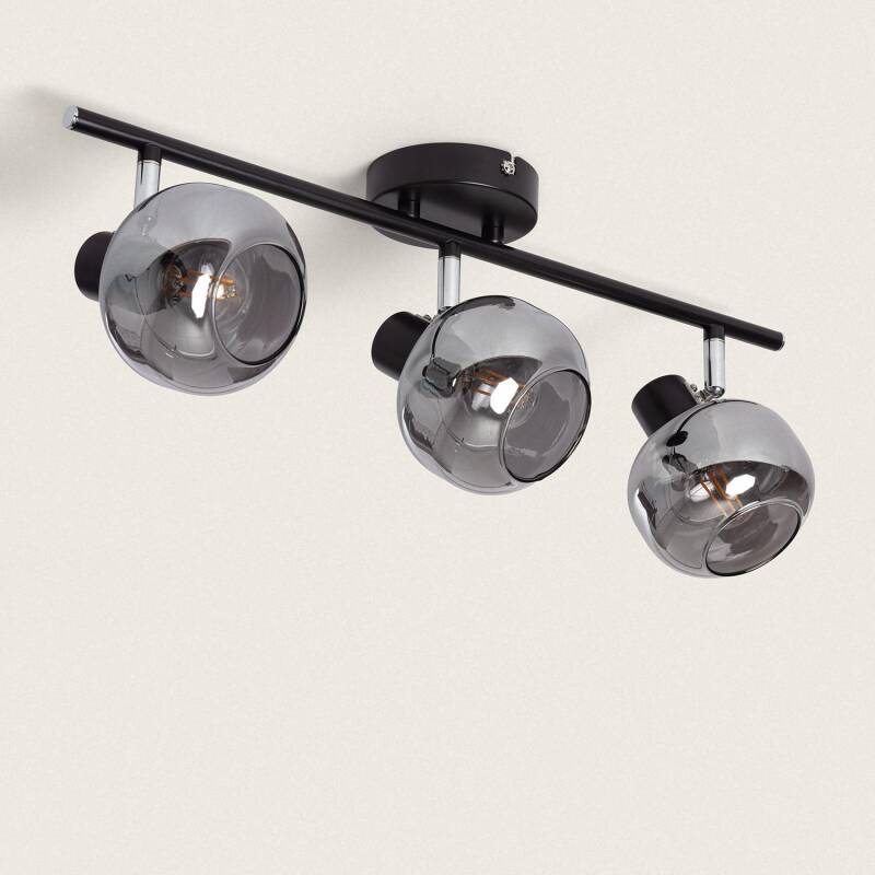 Product van Plafondlamp Verstelbaar Metaal en Glas 3 Spots Romsy